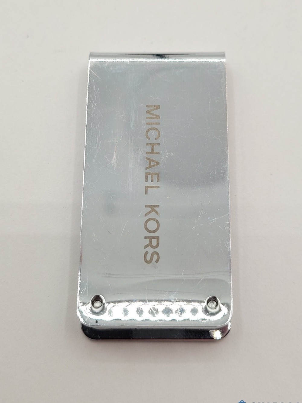 Michael Kors Polished Silver Logo Money Clip 2569